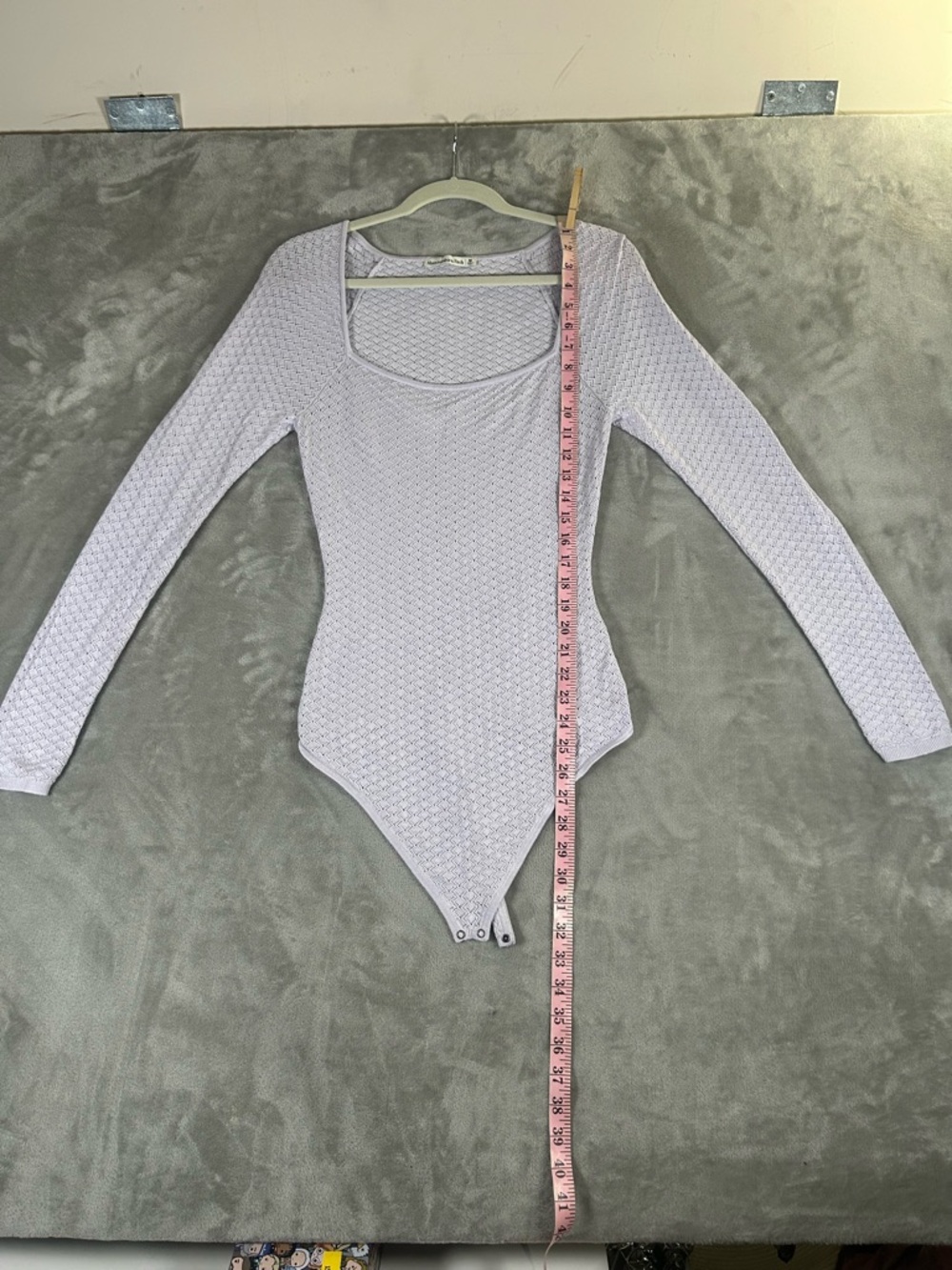Abercrombie & Fitch pointelle square neck light purple eyelet bodysuit - Picture 11 of 15
